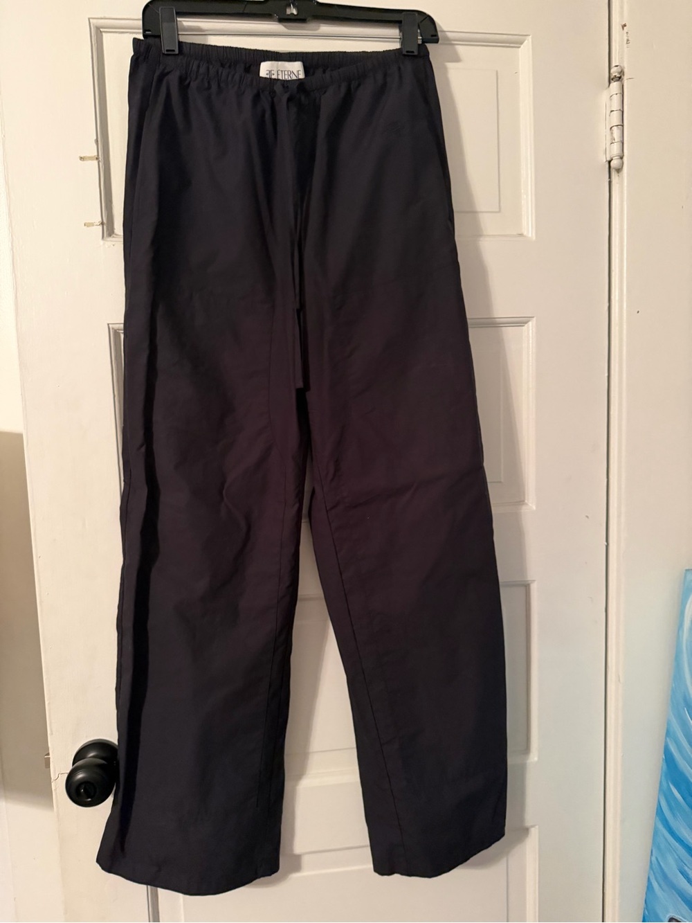 Eterne Black Drawstring Relaxed Chinos